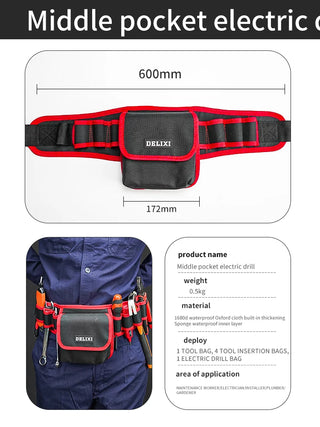 Multi-function Waist Tool Bag Oxford Cloth Multilayer Storage Pouch Tool Electricians Wrench Pliers Storage Bag