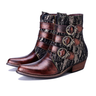 Floral Bohemian Zipper Ankle Boots