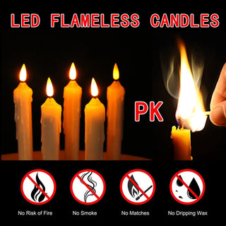 6* Flameless Taper Candle Ivory Battery Operated CandleStick & Flickering Light,Dripless Plastic Led Window Lamp15.5cm for Party
