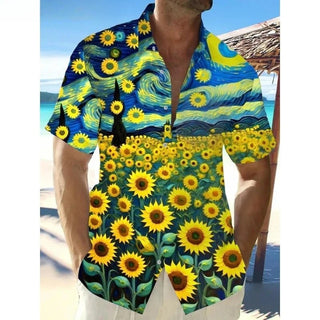 Village Pattern Lapel Floral 3D Printed Hawaiian Shirts - Epictzar Intl.