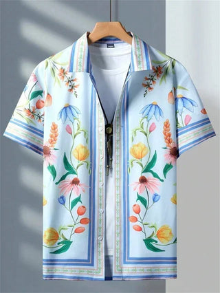 Men's Flower Print Ethnic Shirt