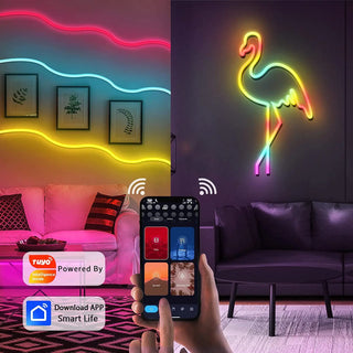 3M Tuya WIFI Smart LED Strip Lights RGBIC Neon Rope Light APP Remote Control Music Sync Lamp Home Decor Work with Alexa Google
