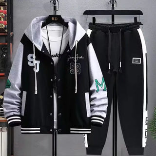 Men's Hooded Sports Tracksuit Set