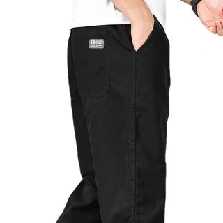 Big Size Men's Casual Cotton Cargo Pants Relaxed Fit Long Trousers Elastic Waist Drawstring Sweatpants Mens Jogger Pants Autumn