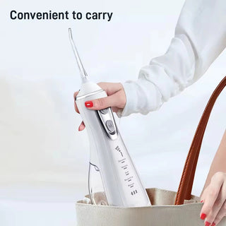 Portable Dental Oral Irrigator Water Flosser USB Rechargeable 4 Nozzles Water Jet 300ml Water Tank Waterproof IPX7 5 Modes