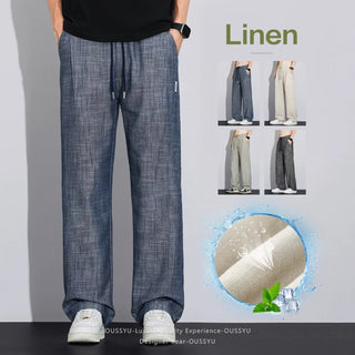 Men Breathable Linen Blend Baggy Pants