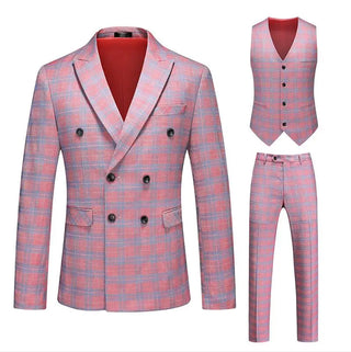Men's Wedding Party 3pcs Plaid Suit
