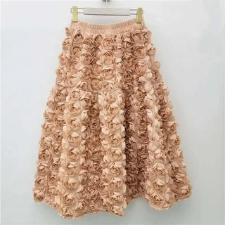 Elegant Elastic Waist Floral Design Skirts