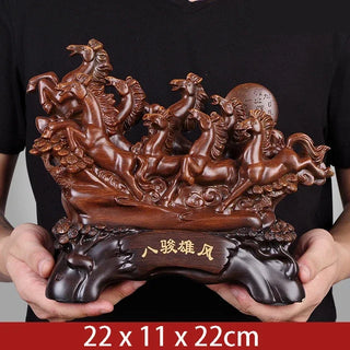 Creative Lucky Eight Horses Resin Auspicious Gifts Home Crafts Living Room Desk Ornaments Statue