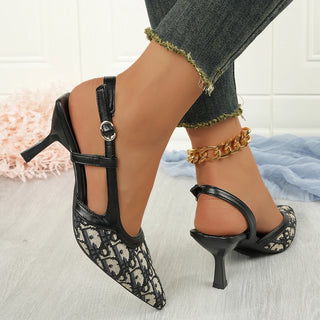 Women Satin One-word Buckle Sandals