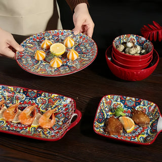 Bohemian Ceramic 8Pcs Cutlery Dishes Set