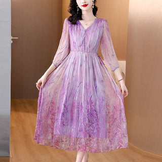 Luxury Silk Floral Vintage Evening Maxi Dress - Epictzar Intl.
