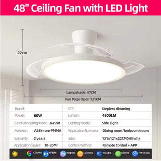 Adjustable Wind Speed Ceiling Fan & LED Light