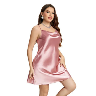 Women Fashion Silk-like Suspender Nightgown