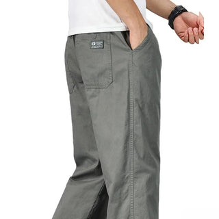 Big Size Men's Casual Cotton Cargo Pants Relaxed Fit Long Trousers Elastic Waist Drawstring Sweatpants Mens Jogger Pants Autumn