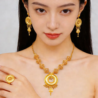Luxury Gold Beaded Necklace Set