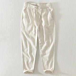 Drawstring Linen Ankle-length Casual Pants