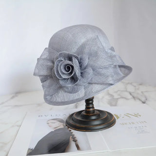 Elegant Court Linen Fascinators Rose Linen Top Hat Summer Sun Shading Large Brim Millinery Hat Women's Banquet Hat