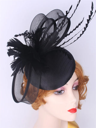 Flower Fascinators Hats Party Wedding Women Satin Pillbox Cap Elegant Ladies Church Occasion Race Millinery Feather Hair Access
