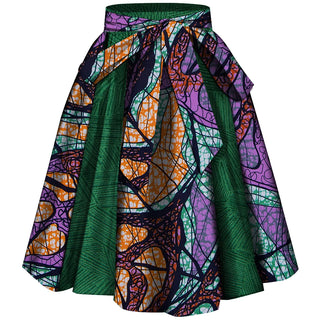 Elastic Waist Flower Print Dashiki Skirt