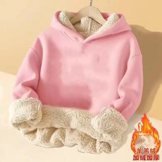 Girls Plush Thicken Hooded Sweatshirt