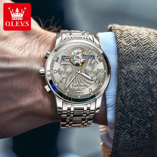 OLEVS Men's Watches 7088 Luxury Trend Fashion Automatic Mechanical Watch for Man Hollow Quartz Movement Complete Calendar Week