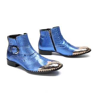 Luxury Genuine Leather Metal Toe Boots