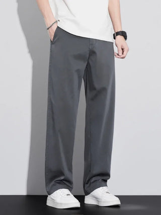 Summer Ultra-thin Lyocell Casual Pants Men's Elastic Waist for Loose Elastic Straight Fashion Comfortable Casual Trousers Male