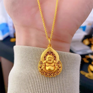 Laughing Buddha 18K Gold Necklace