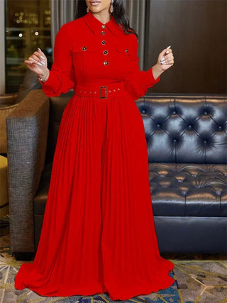 Office Lady Button Fashion Maxi Jumpsuit