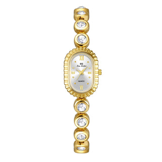 Luxury Vintage Quartz Woman Watch Diamond Bracelet Strap Roman Scale Rhinestones Wristwatch Retro Gold Waterproof Ladies Watches