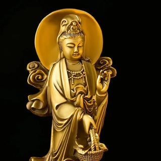 Copper Dragon Guanyin Ornaments Stand Bodhisattva Home Living Room Buddha Statue