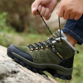 Winter Warm Hiking Shoes for Men Outdoor Anti Slip Climbing Trekking Shoes Waterproof Snow Boots Couple Plush Walking Sneakers