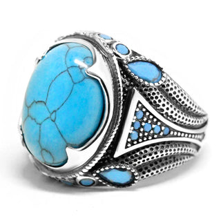 Vintage Luxury Natural Oval Turquoise Rings