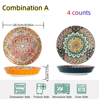 Bohemian Mandala Ceramic Dinner Plates