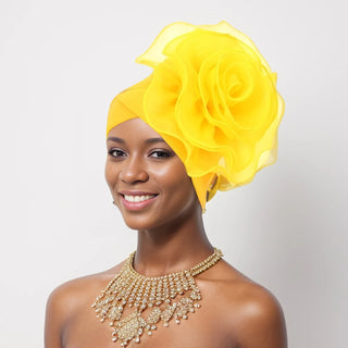 Exaggerated Large Flower Turban Hat for Women Nigeria Wedding Party Headwear Afrcian Female Head Wraps