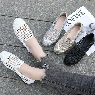 GKTINOO 2025 Summer New Genuine Leather Sandals For Women Hand-woven Hollow Flat  Soft Sole Large Size Women's Shoes